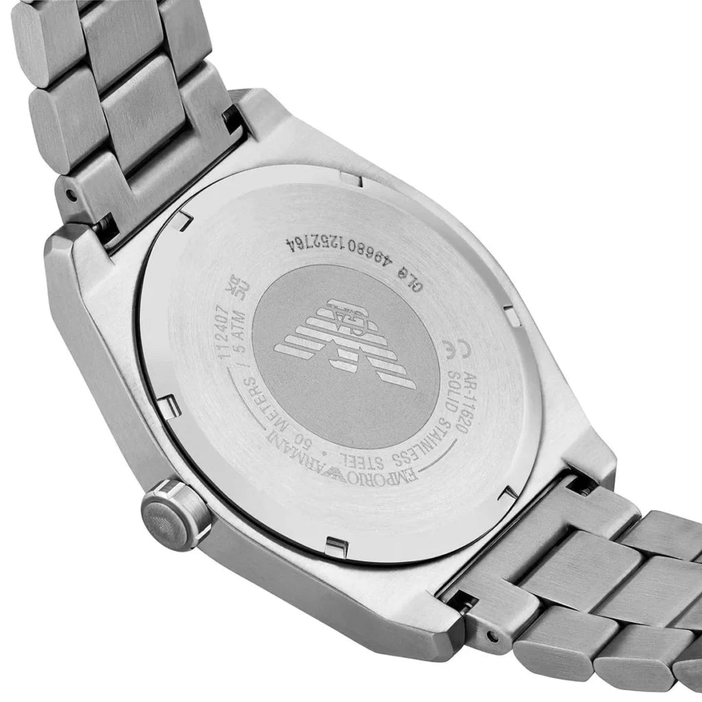 Emporio Armani Federico Silver Stainless Steel Blue Dial Quartz Watch for Gents AR11620