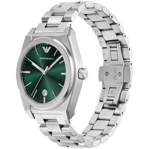 Emporio Armani Men’s Quartz Silver Stainless Steel Green Dial 41mm Watch AR11621