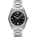Emporio Armani Men’s Quartz Silver Stainless Steel Black Dial 41mm Watch AR11622