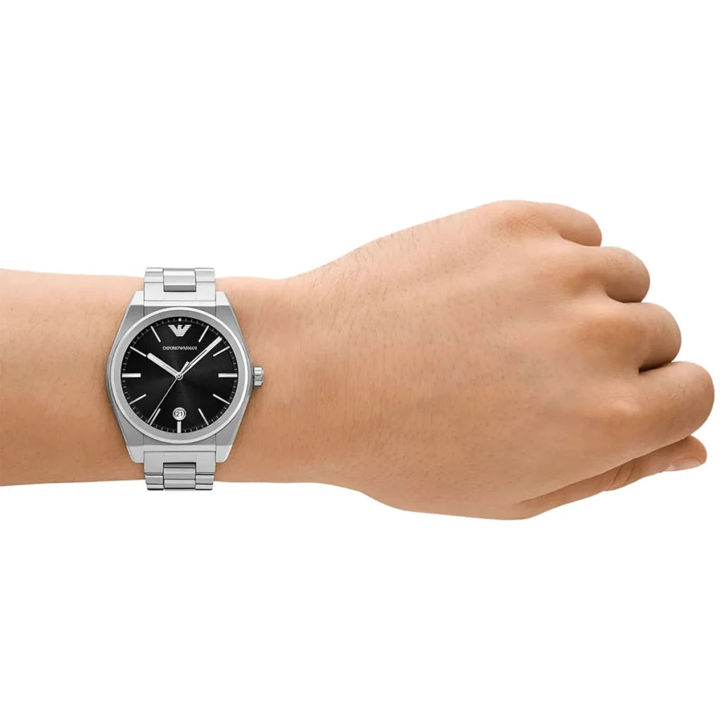 Emporio Armani Men’s Quartz Silver Stainless Steel Black Dial 41mm Watch AR11622