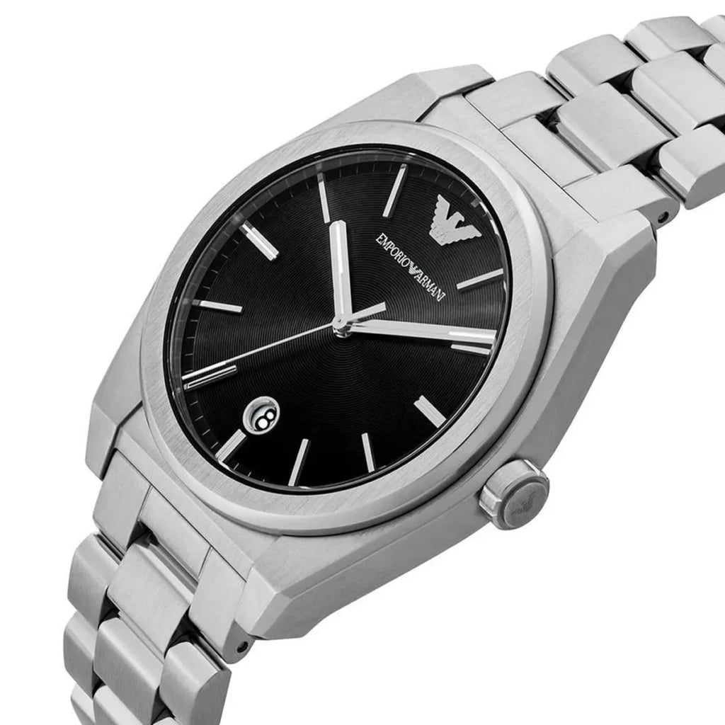 Emporio Armani Men’s Quartz Silver Stainless Steel Black Dial 41mm Watch AR11622