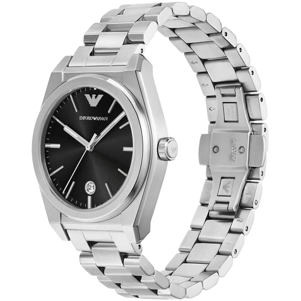 Emporio Armani Men’s Quartz Silver Stainless Steel Black Dial 41mm Watch AR11622