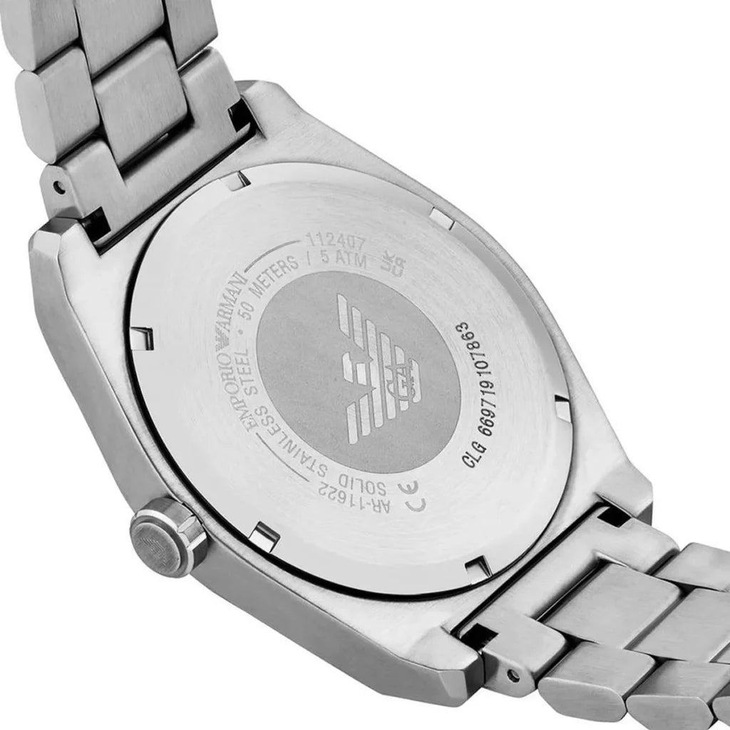 Emporio Armani Men’s Quartz Silver Stainless Steel Black Dial 41mm Watch AR11622