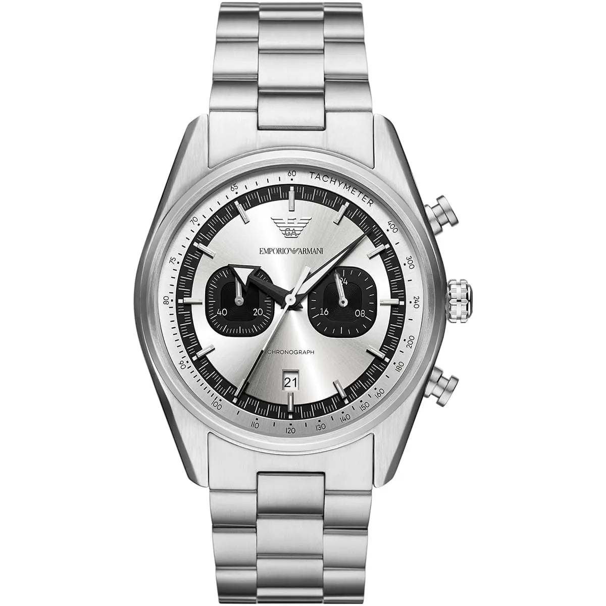 Emporio Armani Men’s Chronograph Quartz Silver Stainless Steel Silver Dial 42mm Watch AR11636