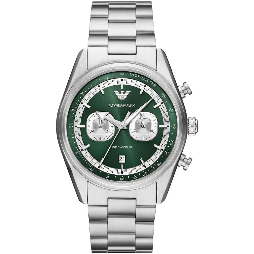 Emporio Armani Men’s Quartz Silver Stainless Steel Green Dial 42mm Watch AR11637