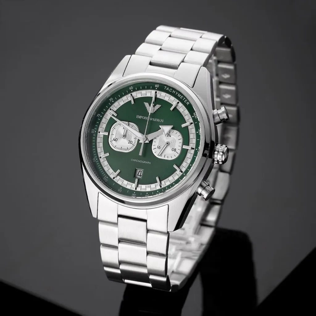 Emporio Armani Men’s Quartz Silver Stainless Steel Green Dial 42mm Watch AR11637