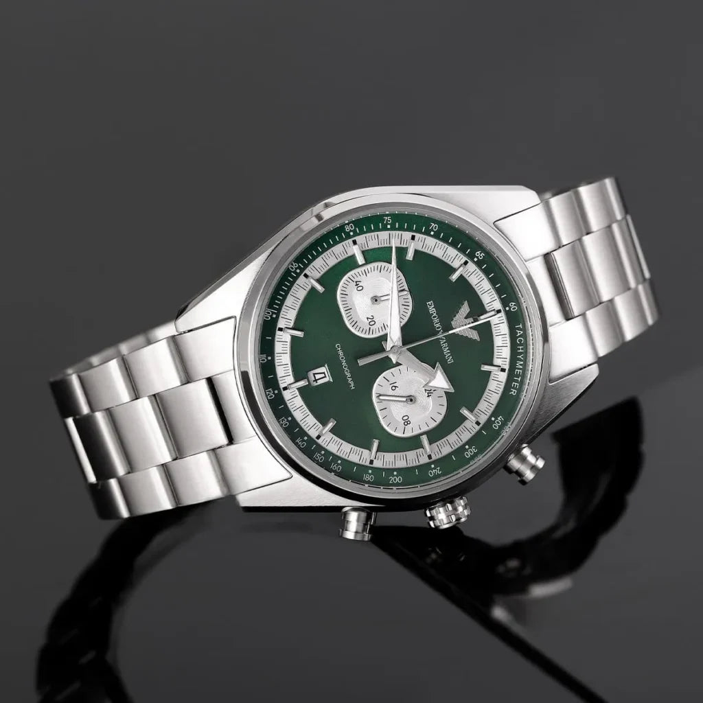 Emporio Armani Men’s Quartz Silver Stainless Steel Green Dial 42mm Watch AR11637