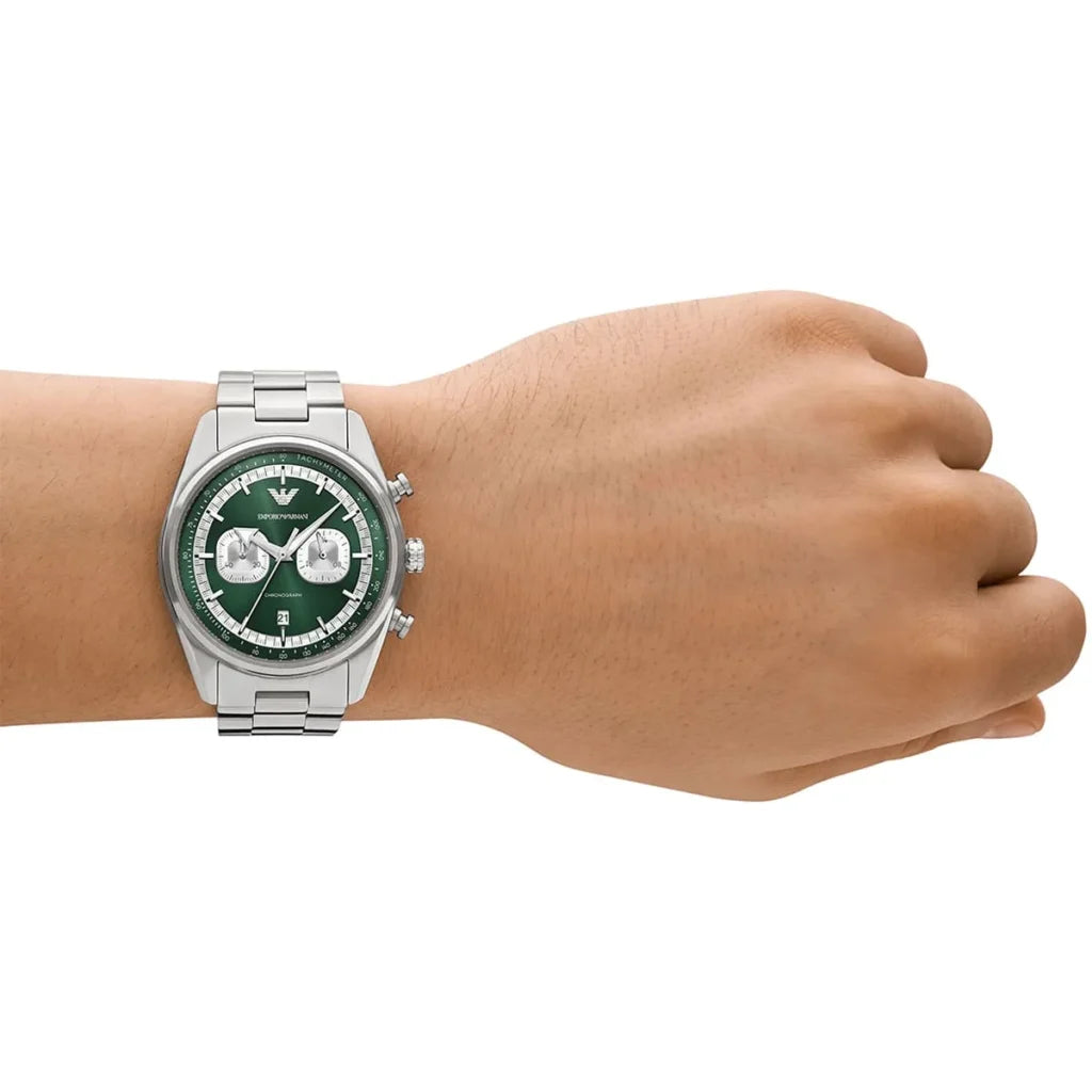 Emporio Armani Men’s Quartz Silver Stainless Steel Green Dial 42mm Watch AR11637