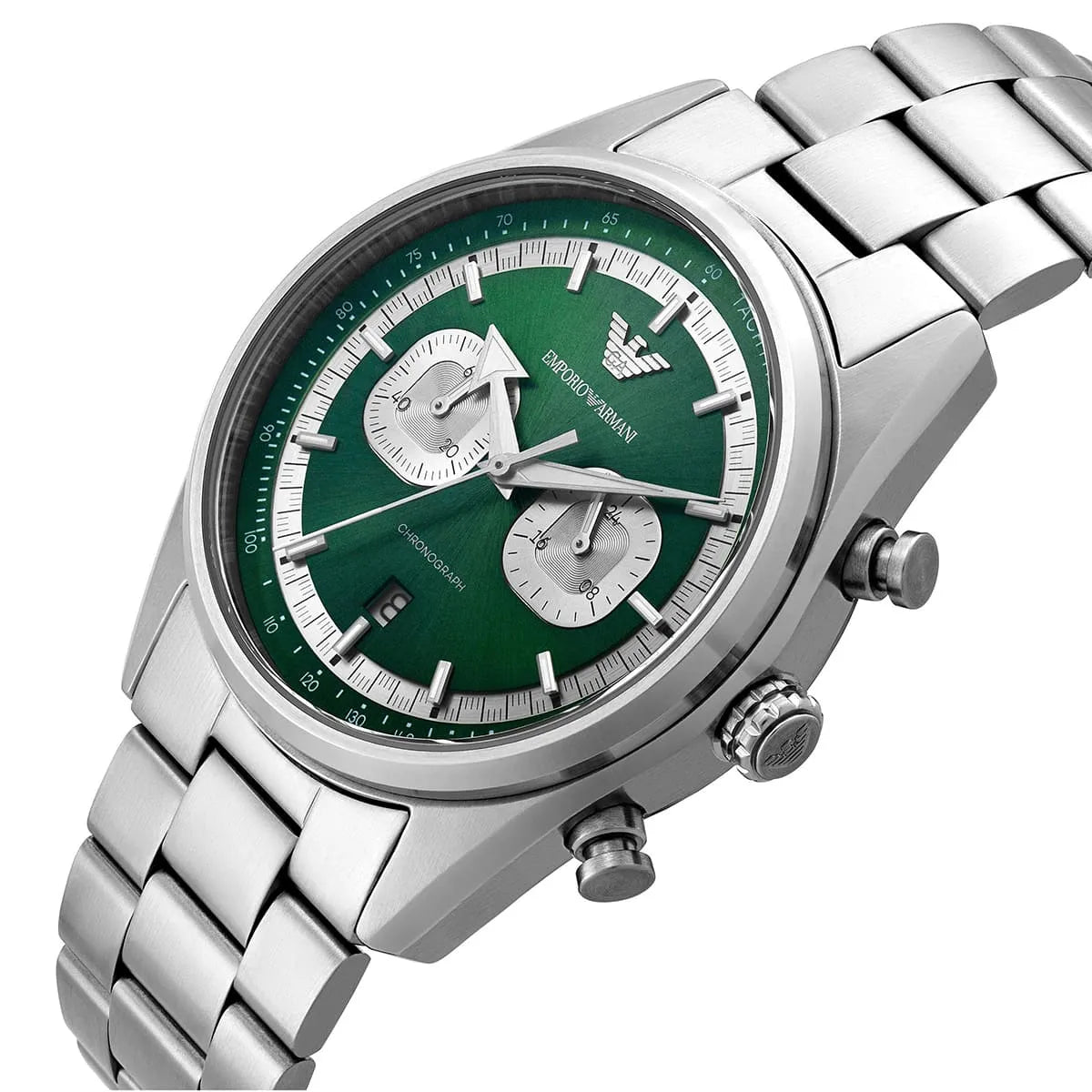 Emporio Armani Men’s Quartz Silver Stainless Steel Green Dial 42mm Watch AR11637