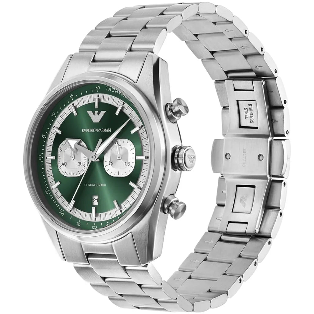 Emporio Armani Men’s Quartz Silver Stainless Steel Green Dial 42mm Watch AR11637