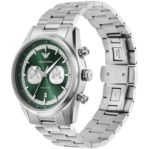 Emporio Armani Men’s Quartz Silver Stainless Steel Green Dial 42mm Watch AR11637
