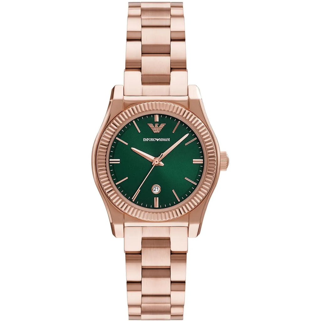 Emporio Armani Women’s Quartz Rose Gold Stainless Steel Green Dial 32mm Watch AR11639