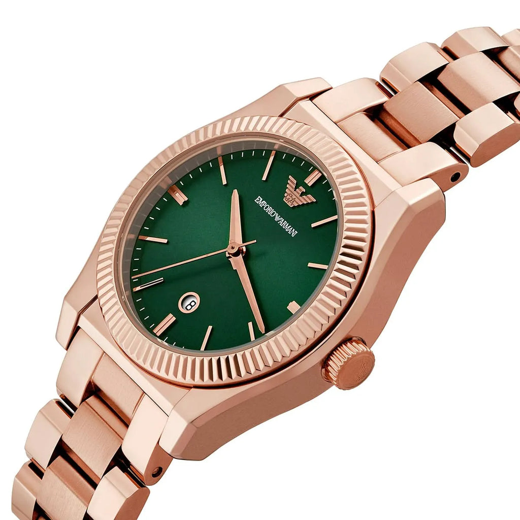 Emporio Armani Women’s Quartz Rose Gold Stainless Steel Green Dial 32mm Watch AR11639
