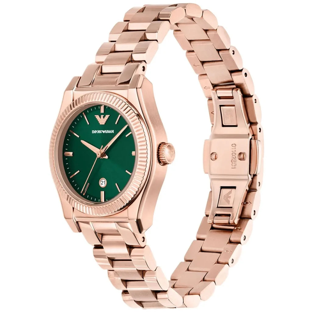 Emporio Armani Women’s Quartz Rose Gold Stainless Steel Green Dial 32mm Watch AR11639
