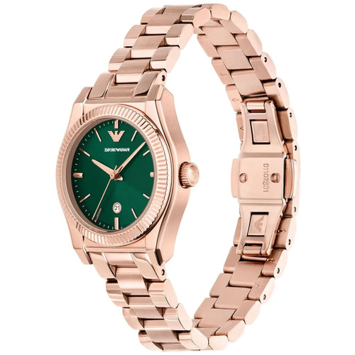 Emporio Armani Women’s Quartz Rose Gold Stainless Steel Green Dial 32mm Watch AR11639