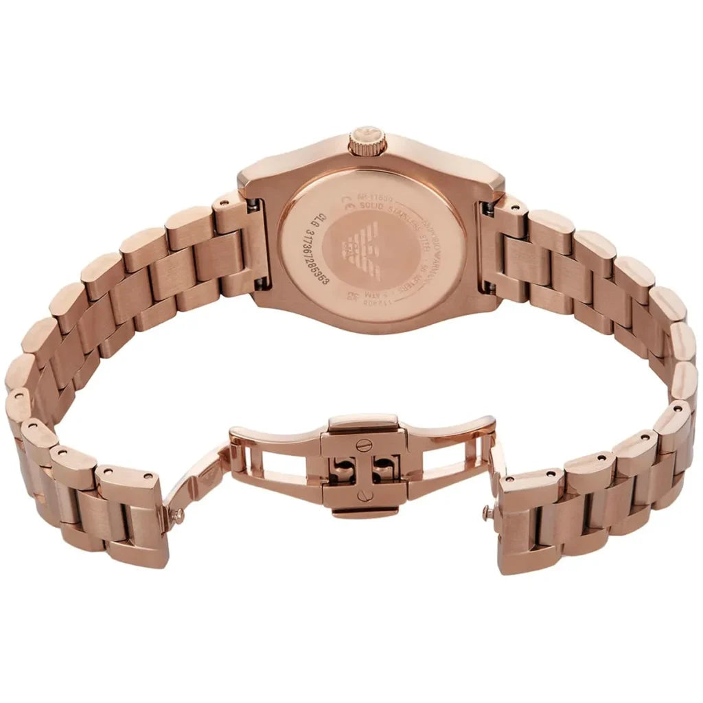 Emporio Armani Women’s Quartz Rose Gold Stainless Steel Green Dial 32mm Watch AR11639