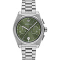 Emporio Armani Men's Federico Chronograph Quartz Silver Stainless Steel Green Dial Watch AR11640