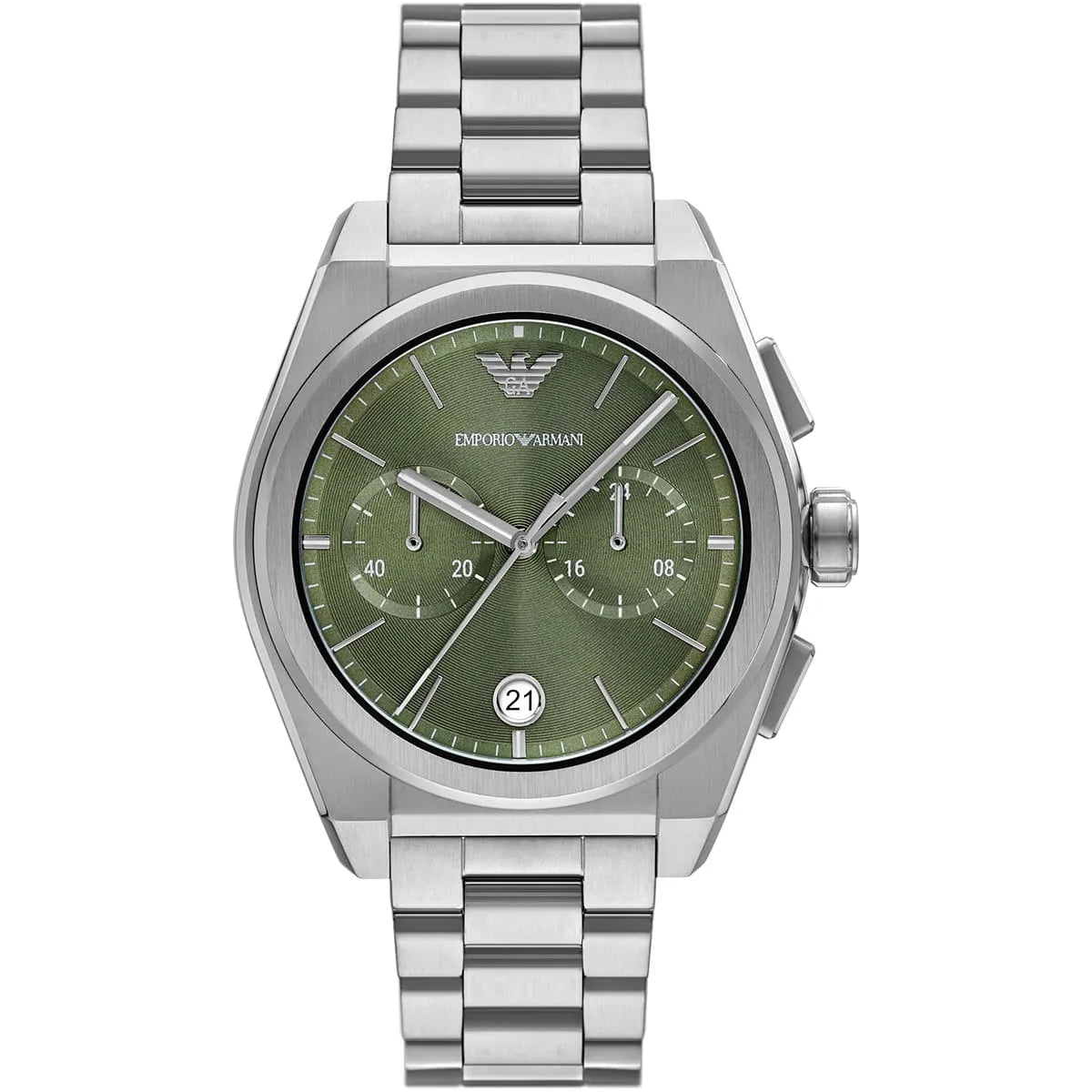 Emporio Armani Men's Federico Chronograph Quartz Silver Stainless Steel Green Dial Watch AR11640