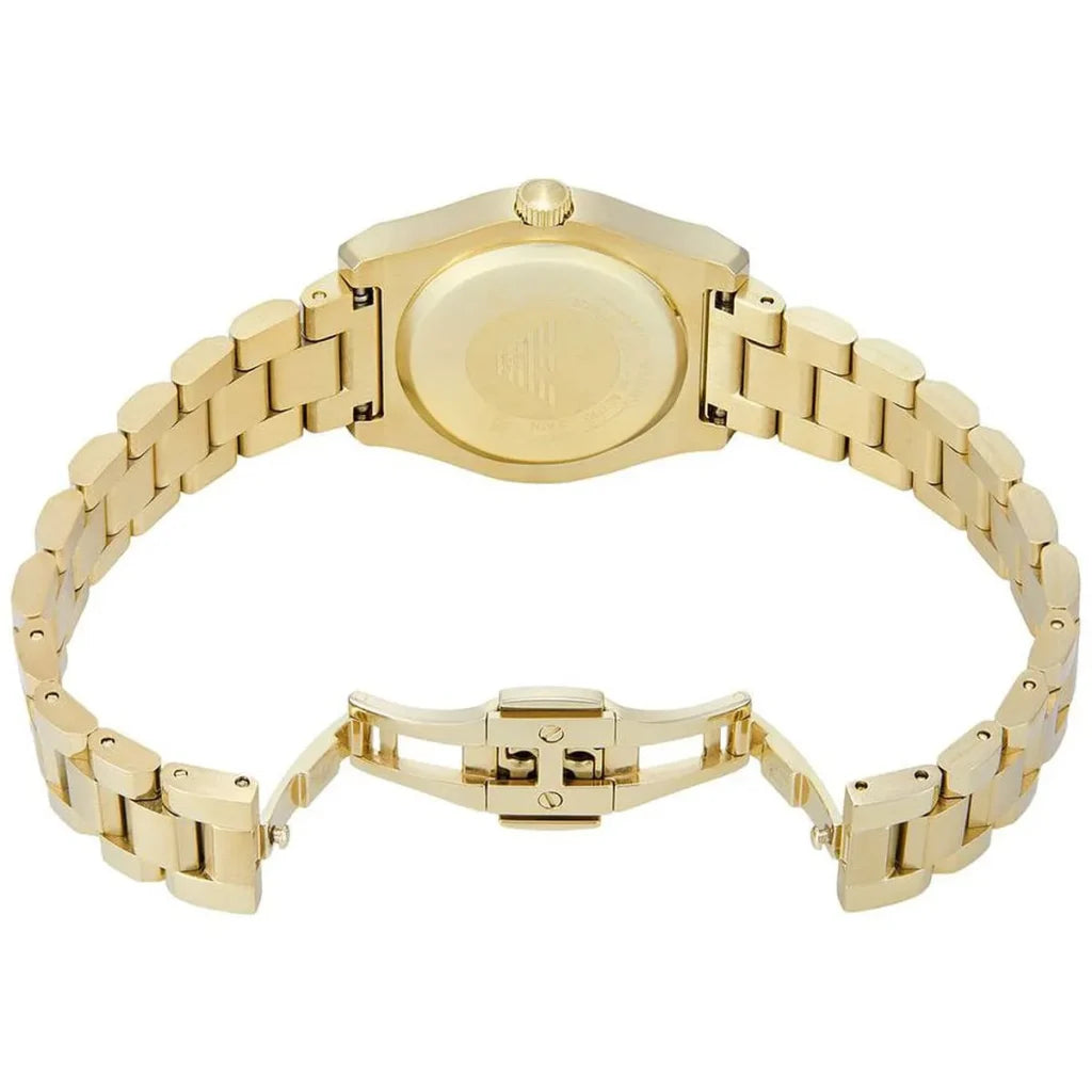 Emporio Armani Women’s Quartz Gold Stainless Steel Mother Of Pearl White Dial 32mm Watch AR11657
