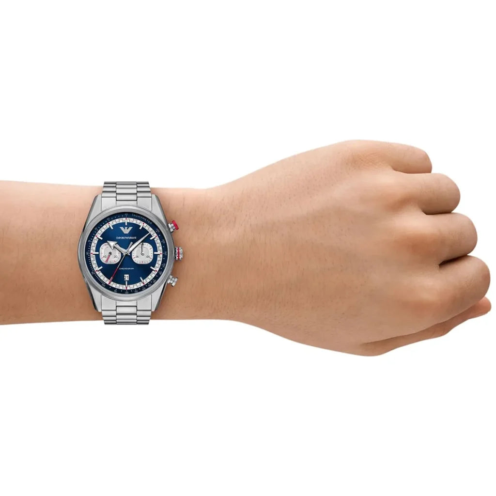 Emporio Armani Men’s Quartz Silver Stainless Steel Blue Dial 42mm Watch AR11676