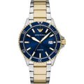 EMPORIO ARMANI World Explorer Silver Stainless Steel Blue Dial Quartz Watch for Gents A11682