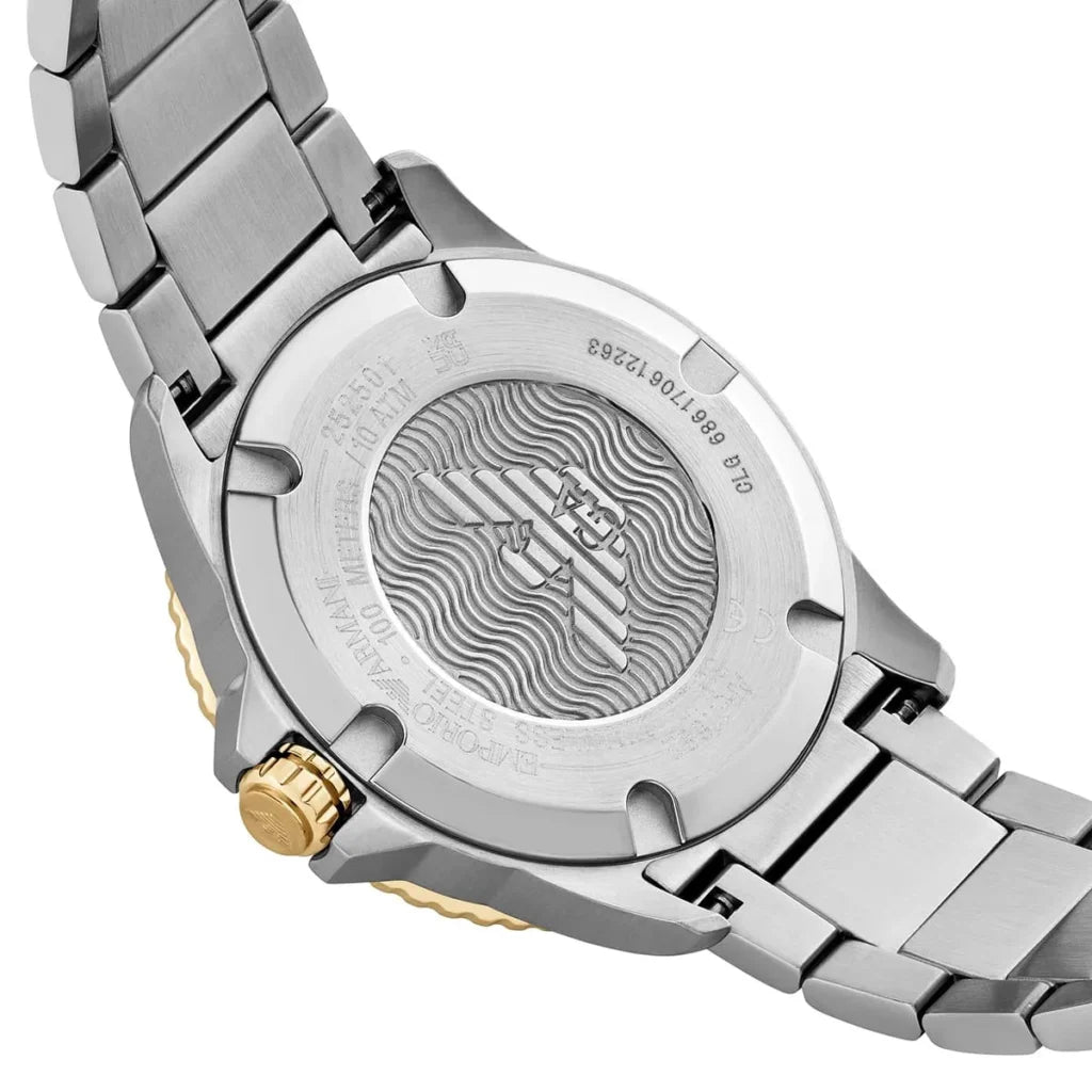 EMPORIO ARMANI World Explorer Silver Stainless Steel Blue Dial Quartz Watch for Gents A11682