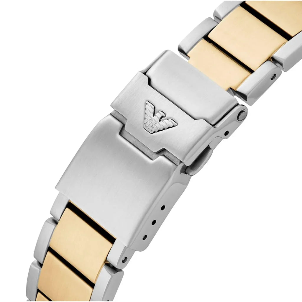 EMPORIO ARMANI World Explorer Silver Stainless Steel Blue Dial Quartz Watch for Gents A11682