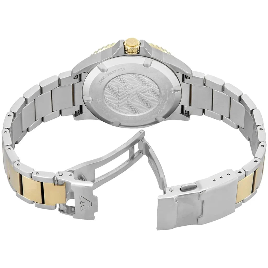 EMPORIO ARMANI World Explorer Silver Stainless Steel Blue Dial Quartz Watch for Gents A11682