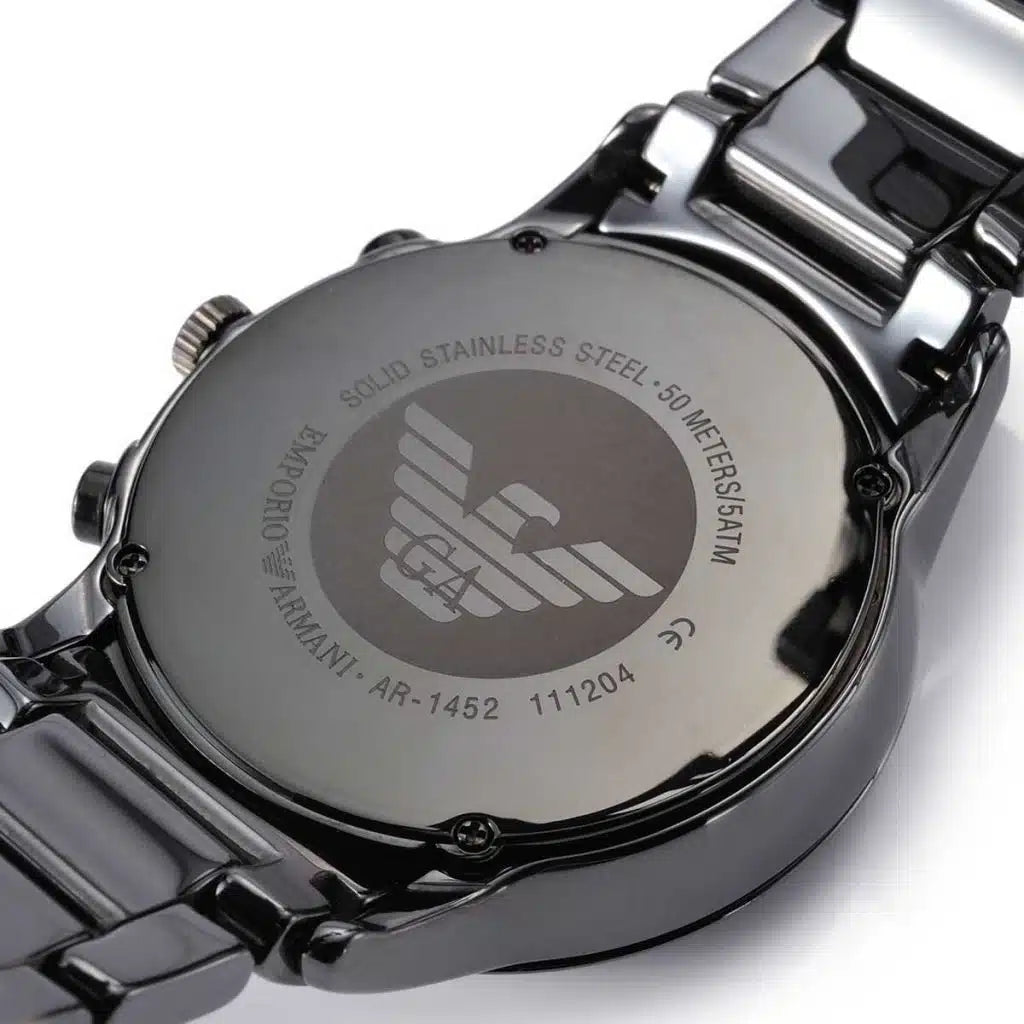 Emporio Armani Men’s Chronograph Quartz Stainless Steel Black Dial 43mm Watch AR1452
