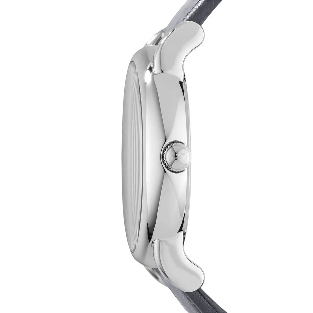 EMPORIO ARMANI Classic Grey Leather Strap Grey Dial Quartz Watch for Gents AR1730