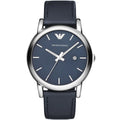 EMPORIO ARMANI Classic Blue Leather Strap Blue Dial Quartz Watch for Gents AR1731