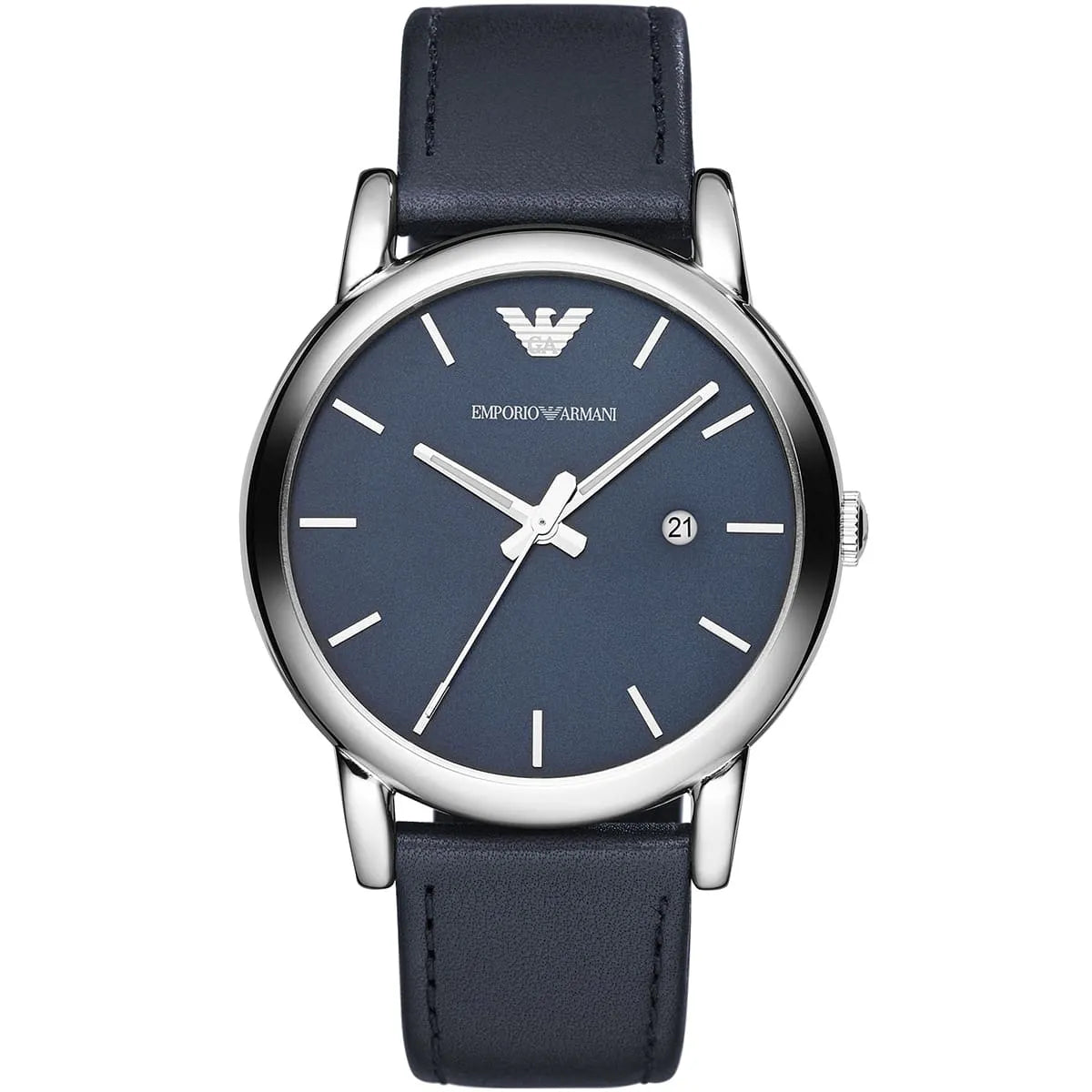 EMPORIO ARMANI Classic Blue Leather Strap Blue Dial Quartz Watch for Gents AR1731
