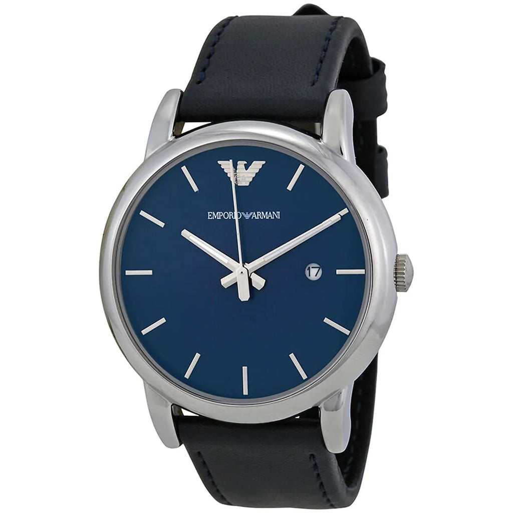 EMPORIO ARMANI Classic Blue Leather Strap Blue Dial Quartz Watch for Gents AR1731