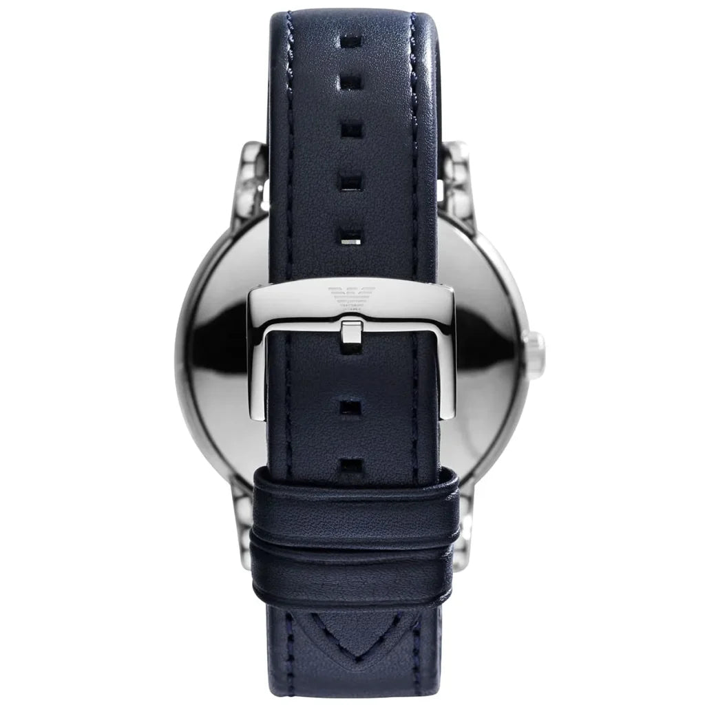 EMPORIO ARMANI Classic Blue Leather Strap Blue Dial Quartz Watch for Gents AR1731