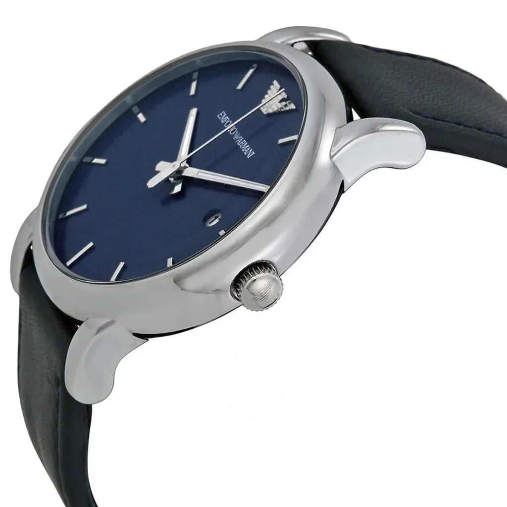 EMPORIO ARMANI Classic Blue Leather Strap Blue Dial Quartz Watch for Gents AR1731