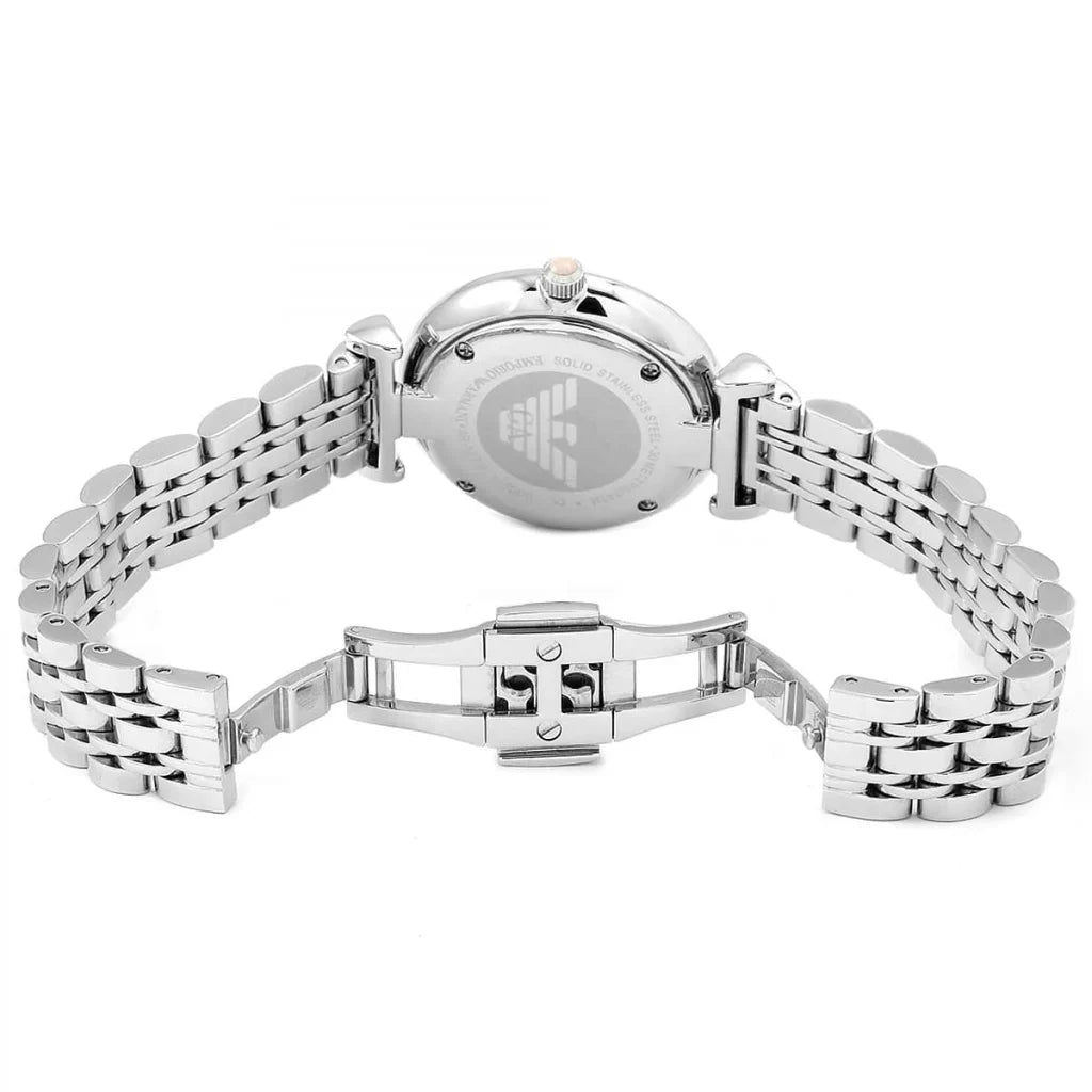 Emporio Armani Women’s Quartz Silver Stainless Steel Pink Mother Of Pearl Dial 32mm Watch AR1779