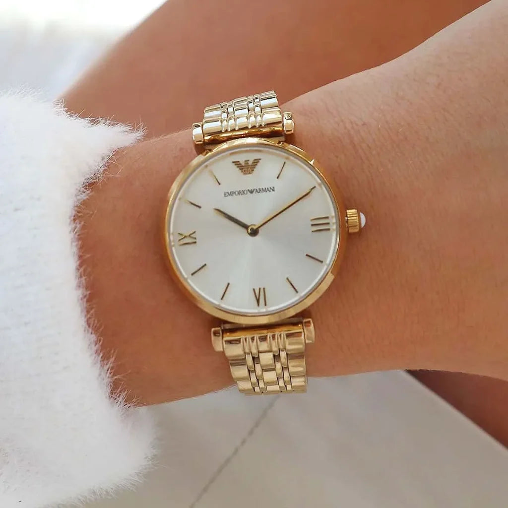 Emporio Armani Women’s Analog Stainless Steel Silver Dial 32mm Watch AR1877