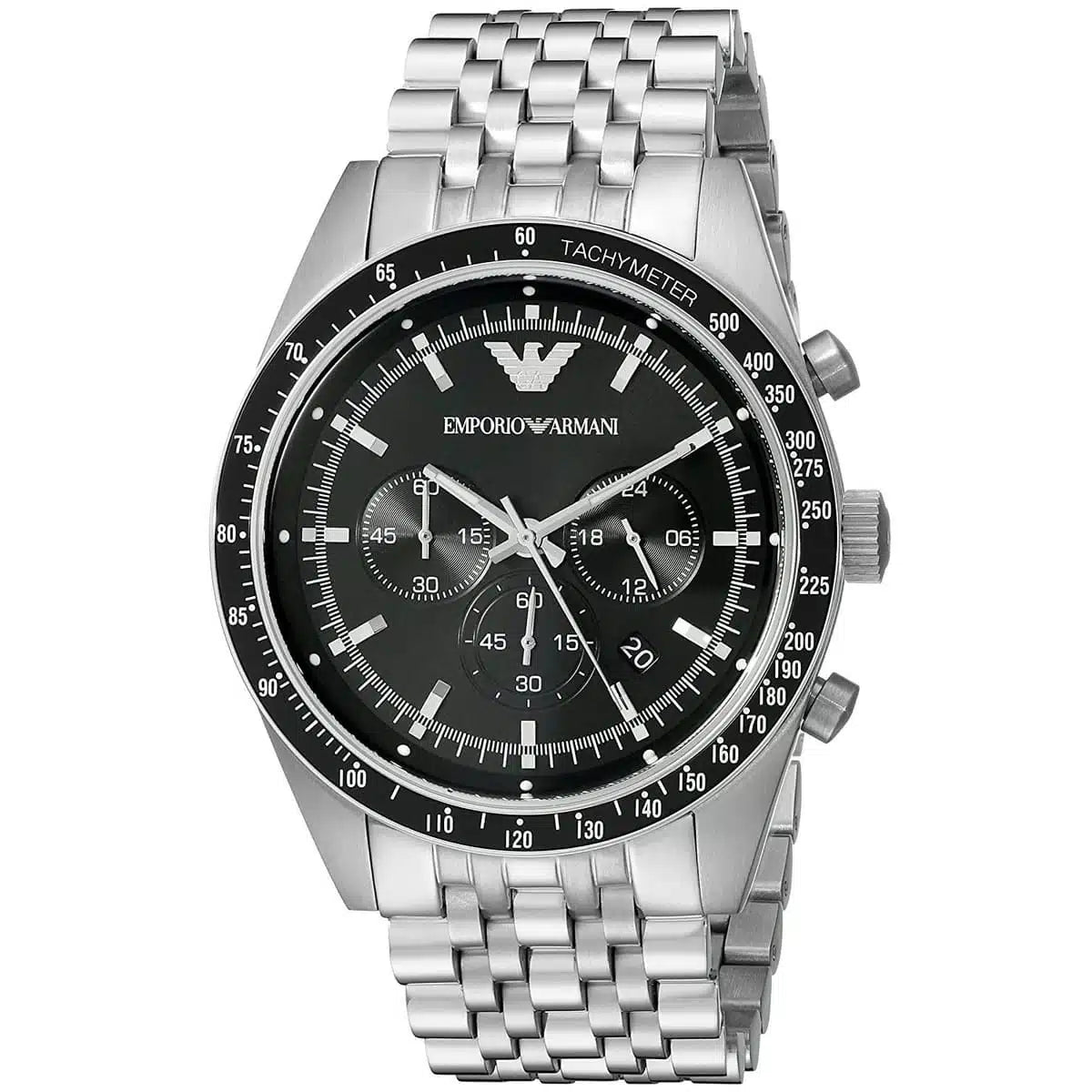 Emporio Armani Men’s Chronograph Quartz Stainless Steel Black Dial 46mm Watch AR5988