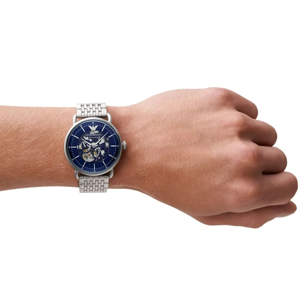 Emporio Armani Men’s Automatic Stainless Steel Blue Dial 43mm Watch AR60024