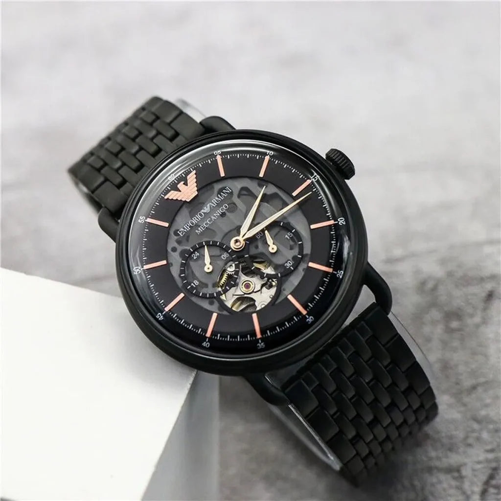 Emporio Armani Men’s Automatic Stainless Steel Black Dial 43mm Watch AR60025
