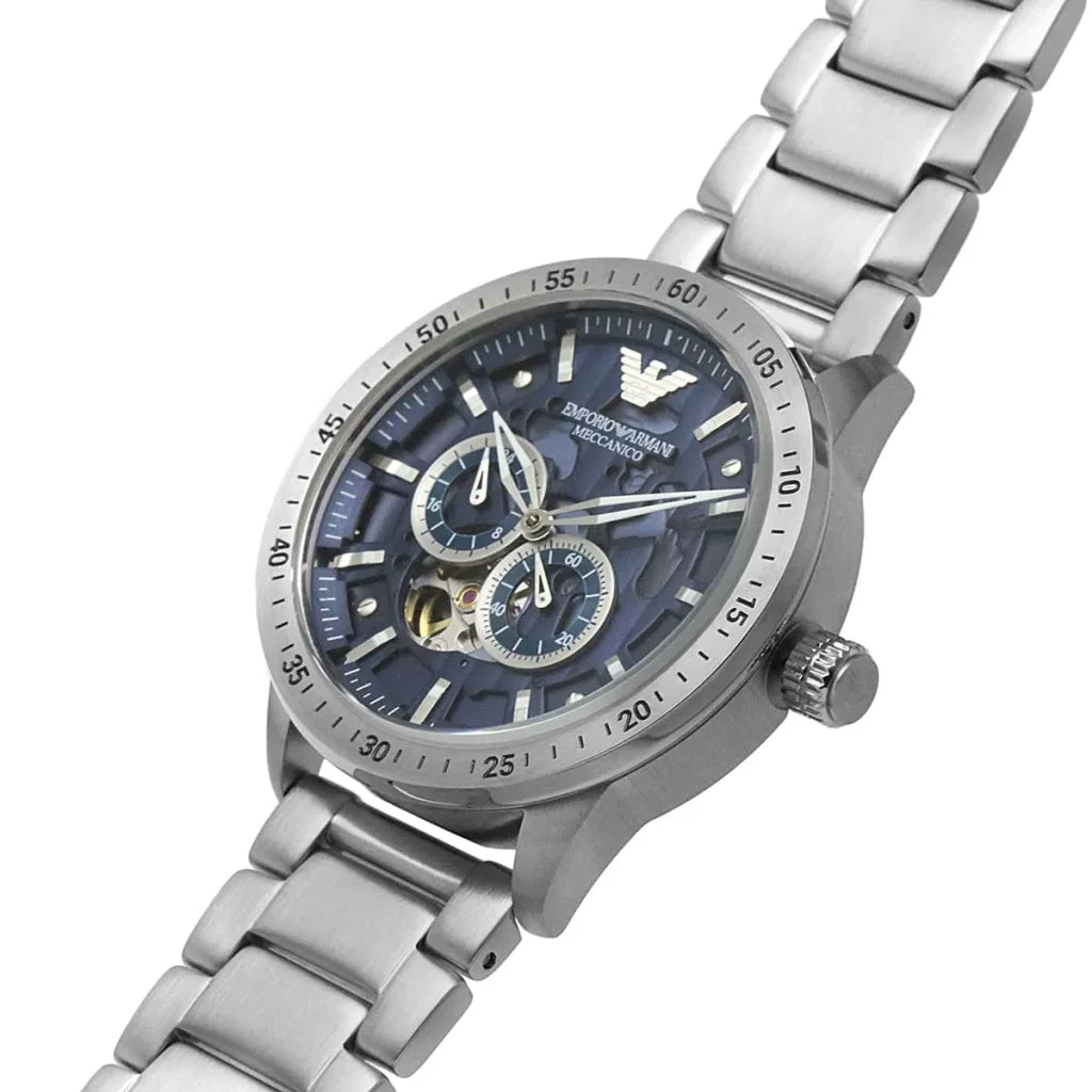 Emporio Armani Men’s Automatic Stainless Steel Blue Dial 43mm Watch AR60052