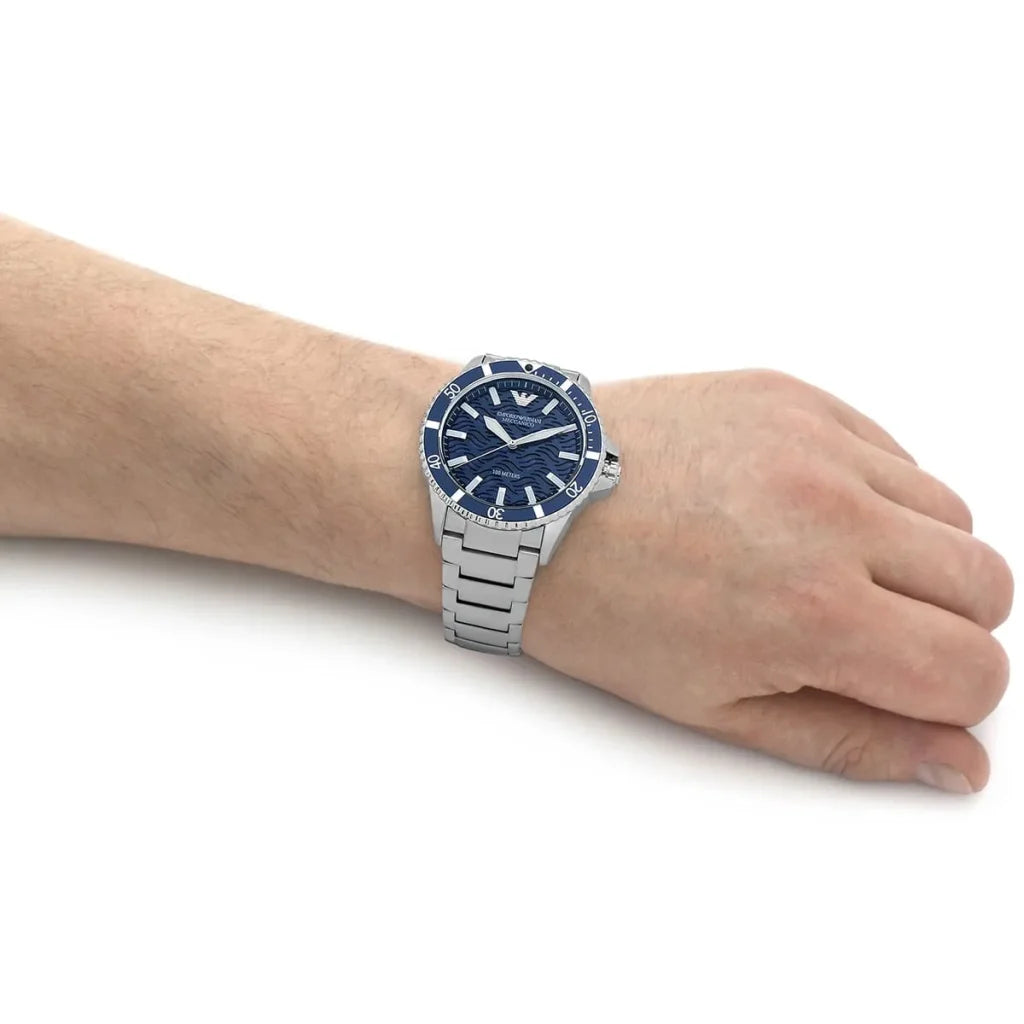 Emporio Armani Men’s Automatic Silver Stainless Steel Blue Dial 42mm Watch AR60059