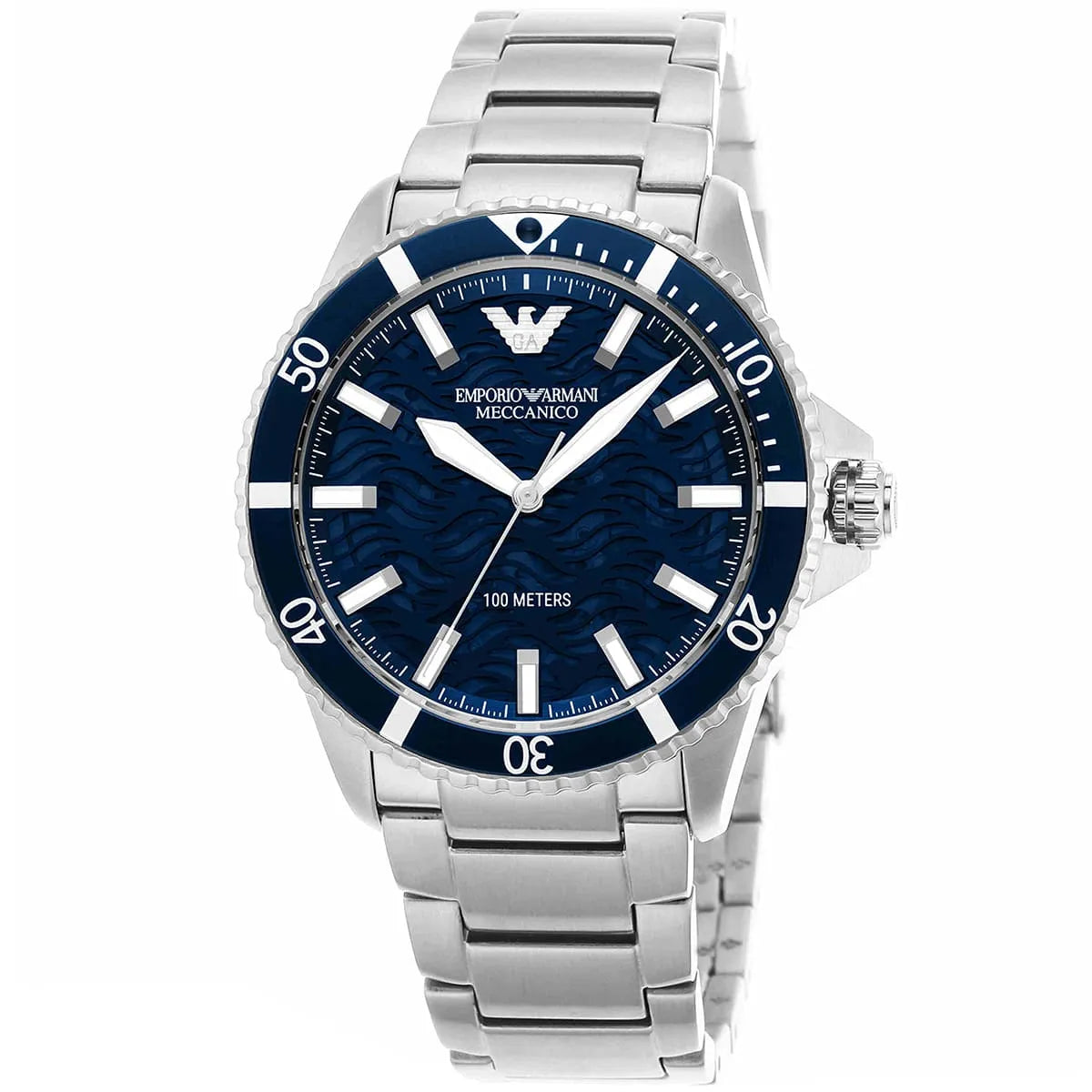 Emporio Armani Men’s Automatic Silver Stainless Steel Blue Dial 42mm Watch AR60059