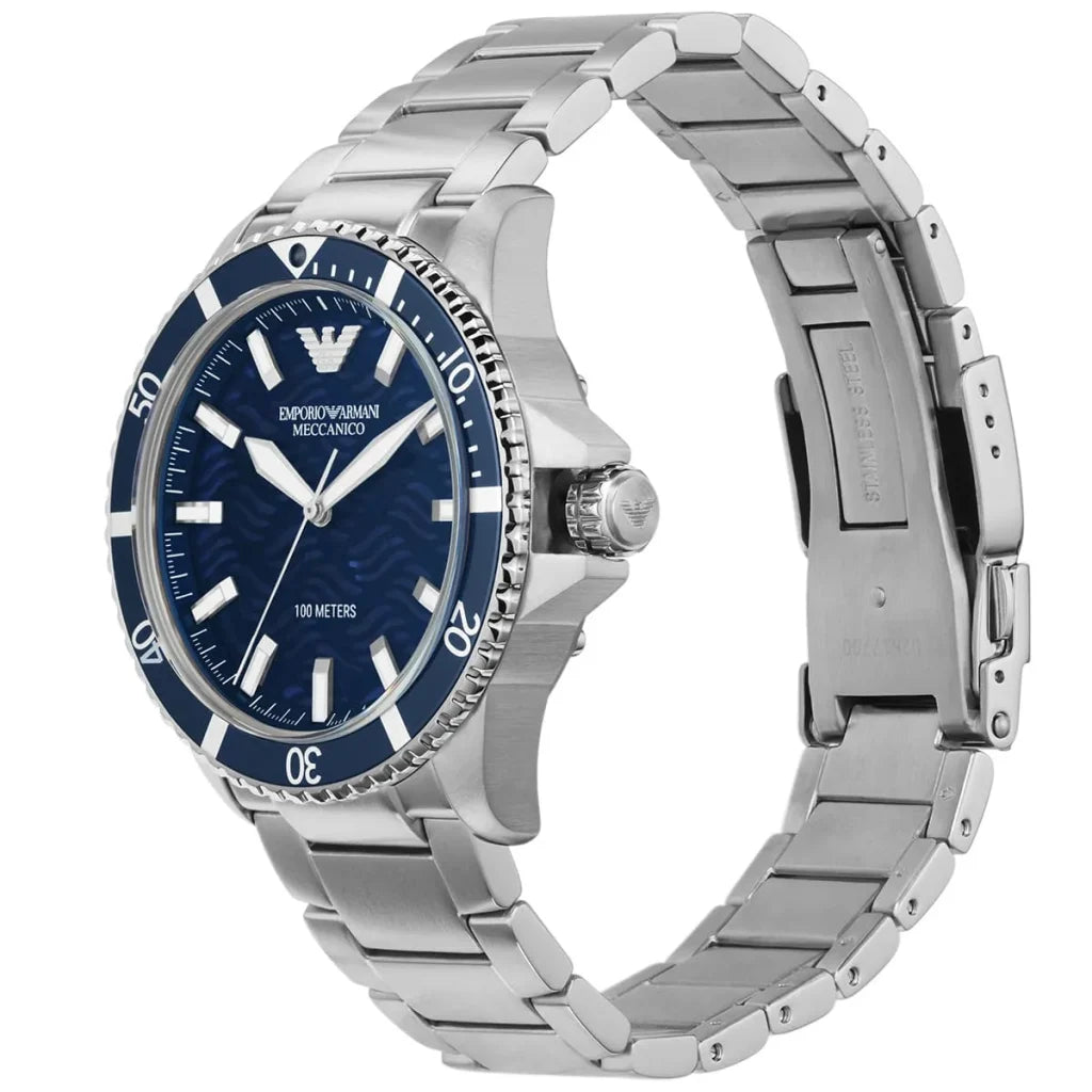 Emporio Armani Men’s Automatic Silver Stainless Steel Blue Dial 42mm Watch AR60059