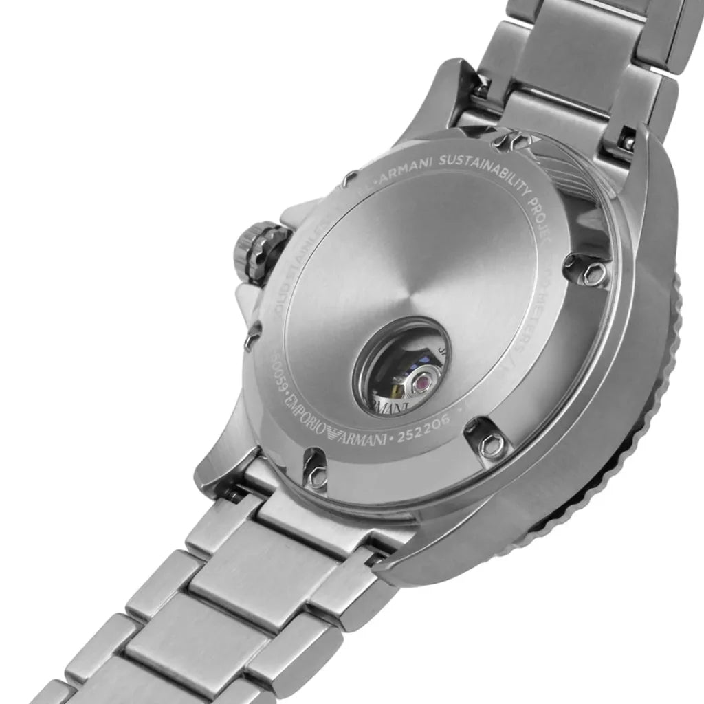 Emporio Armani Men’s Automatic Silver Stainless Steel Blue Dial 42mm Watch AR60059