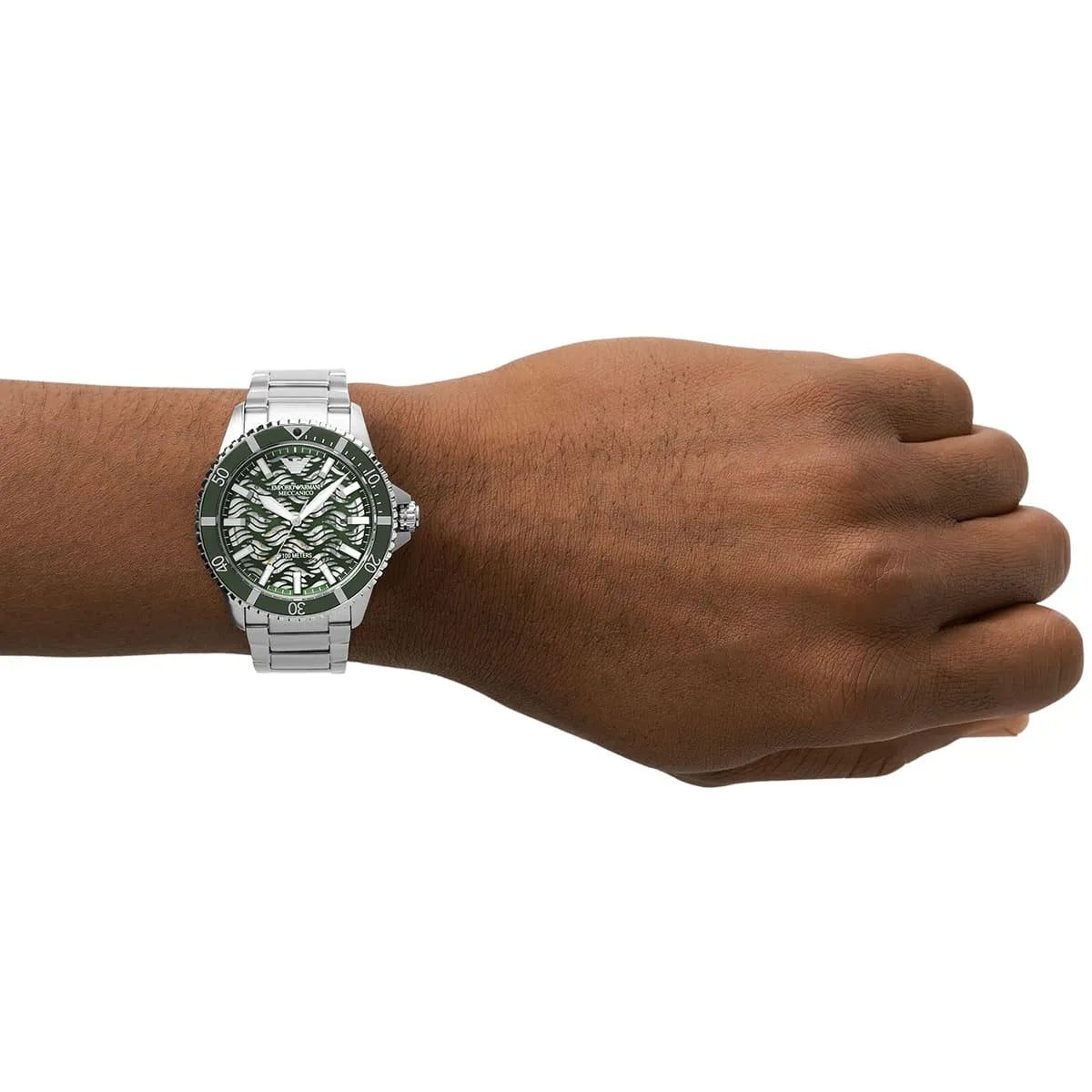 Emporio Armani Men’s Automatic Silver Stainless Steel Green Dial 42mm Watch AR60061