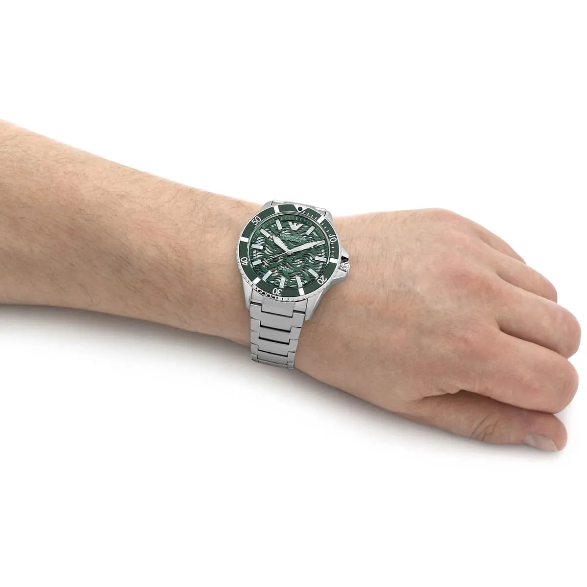 Emporio Armani Men’s Automatic Silver Stainless Steel Green Dial 42mm Watch AR60061