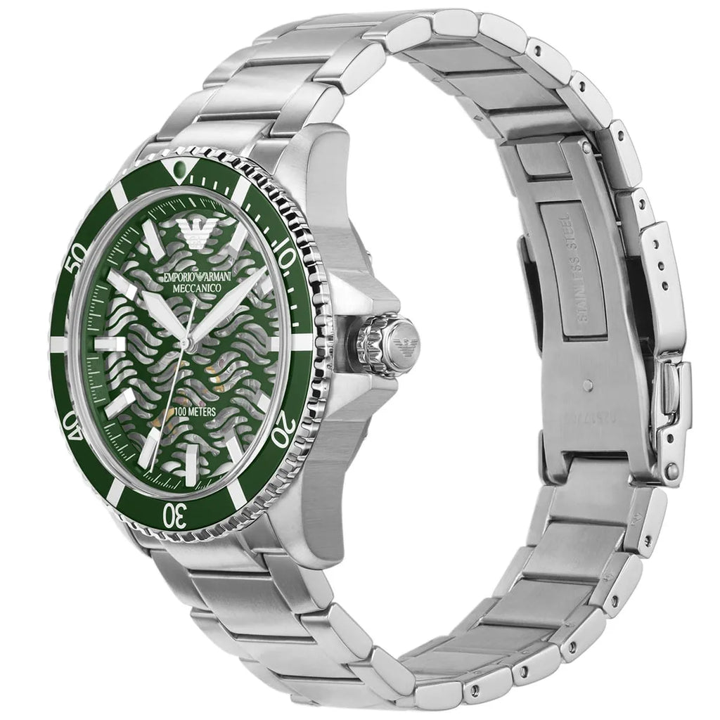 Emporio Armani Men’s Automatic Silver Stainless Steel Green Dial 42mm Watch AR60061