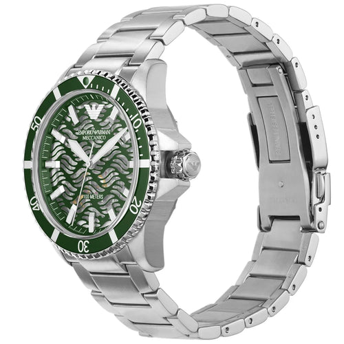 Emporio Armani Men’s Automatic Silver Stainless Steel Green Dial 42mm Watch AR60061