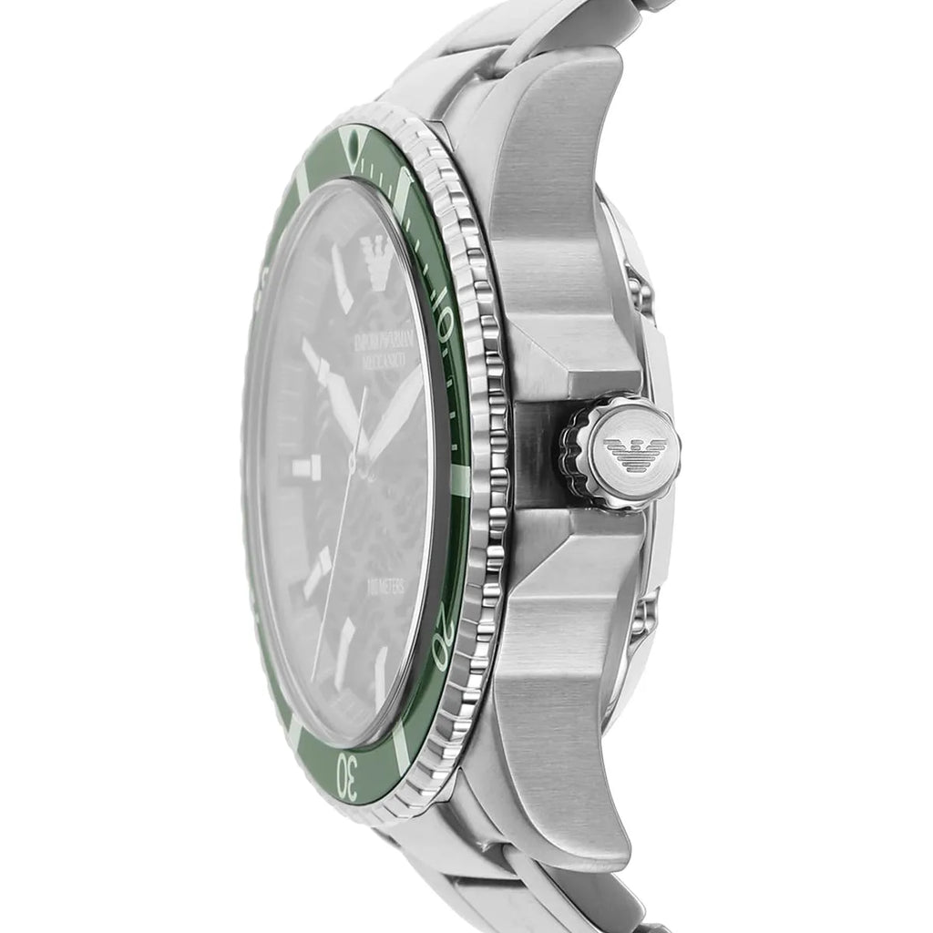 Emporio Armani Men’s Automatic Silver Stainless Steel Green Dial 42mm Watch AR60061